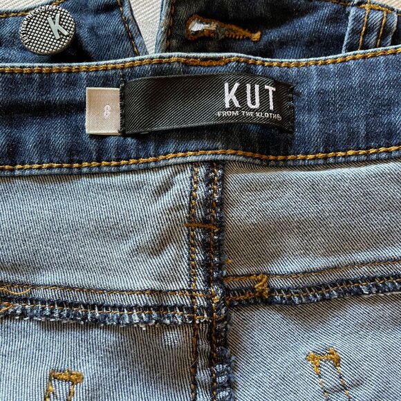 Kut From the Kloth Connie Ankle Skinny Jeans with Raw Hem Medium Wash, Size 8 - Picture 10 of 13